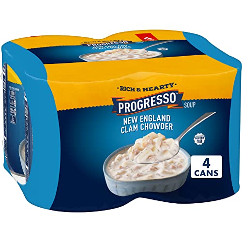 Progresso Rich & Hearty New England Clam Chowder Soup, 18.5 oz, 4 Pack