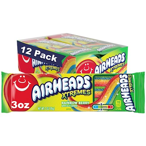 Airheads Xtremes Belts, Rainbow Berry, 3 Ounce (Pack of 12)