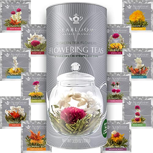 Teabloom Flowering Tea, 12 Unique Varieties, 12-Pack