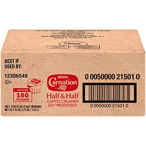 Nestle Carnation Coffee Creamer, Half and Half, Box of 180