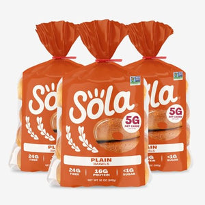 Sola Plain Bagels, Low Carb, 3 Pack