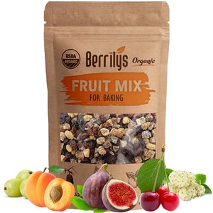 Fruit Mix, Organic Diced Figs, Apricots, Mulberries, Cherries, 1 lb