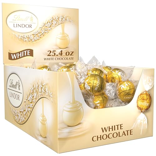 Lindt LINDOR White Chocolate Candy Truffles, 25.4 oz, 60 Count