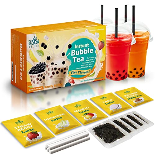 Fusion Select Bubble Tea Kit, 5 Packs, Rich Tapioca Pearls