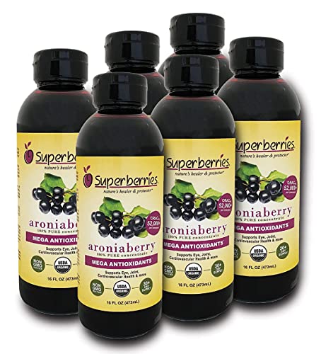 Organic Aroniaberry Juice Concentrate, 16 oz (6 Pack)