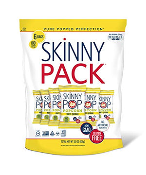 SkinnyPop Popcorn White Cheddar Snack Packs, 0.65 Oz, 6 Count