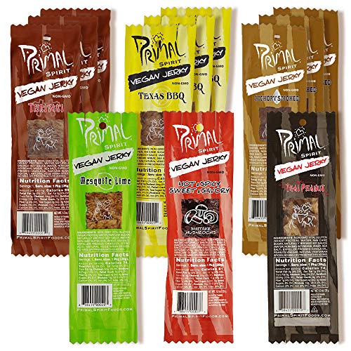 Primal Spirit Vegan Jerky, Most Popular Flavors Pack (12-Pack)