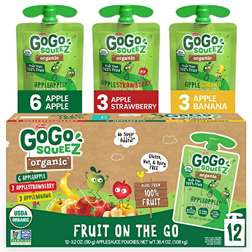 GoGo squeeZ Fruit on the Go Variety Pack, 3.2 oz, 12-Pack