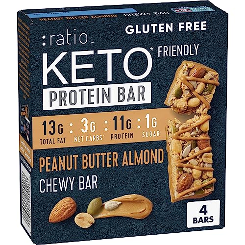 Ratio Chewy Protein Bar, Peanut Butter Almond, 4 Bars