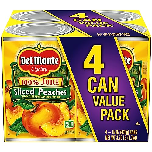 Del Monte Yellow Cling Sliced Peaches, 15 oz Cans (4 Pack)