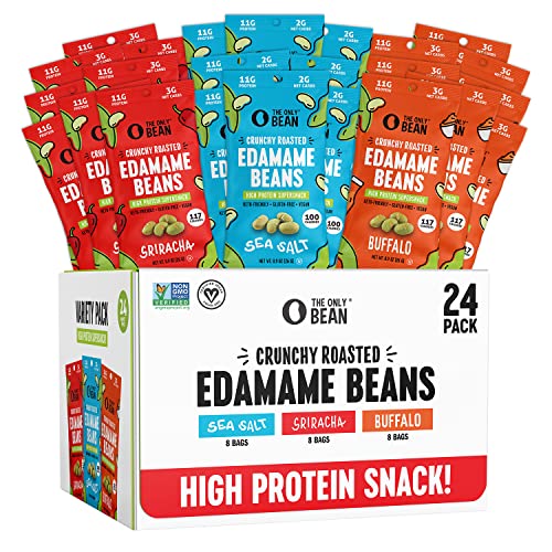 The Only Bean Crunchy Roasted Edamame - Variety Pack, 0.9oz 24 pack