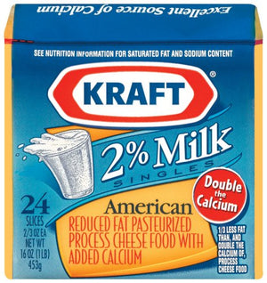 Kraft Singles 2% Milk American Cheese, 22 Ct