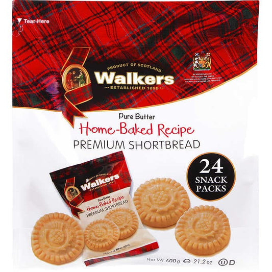 Walkers Pure Butter Shortbread Cookies, 0.89 oz, 24 ct