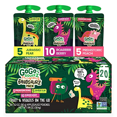 GoGo squeeZ Fruit & veggieZ Variety Pack, 3.2 oz (Pack of 20)