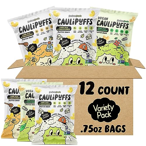 Caulipuffs, Variety Pack Puff Snack, Box of 12