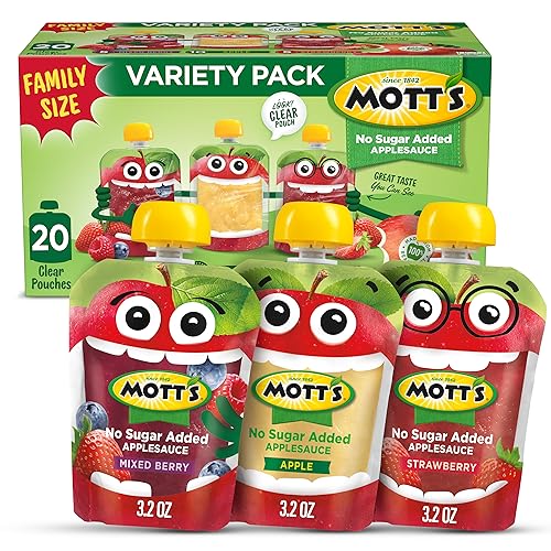 Mott's No Sugar Added Applesauce, 3.2 oz, 20 Pack